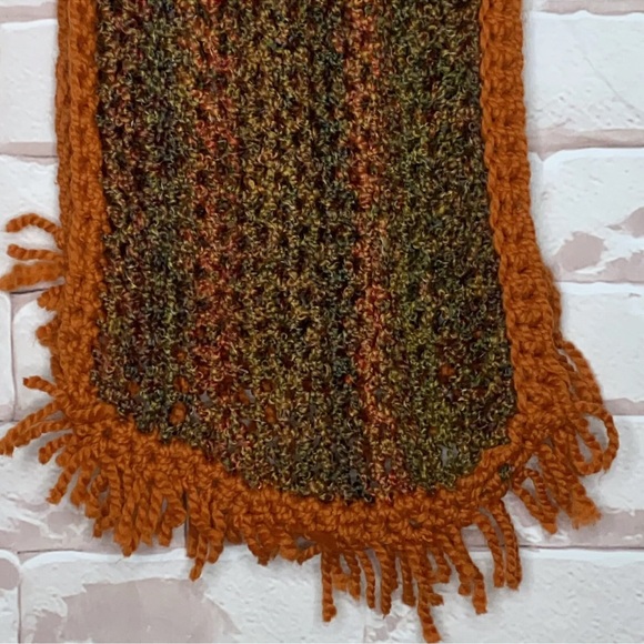 Winter Scarf Multicolor Open Knit Crochet Fringe 51”Long Fringe - Picture 4 of 7